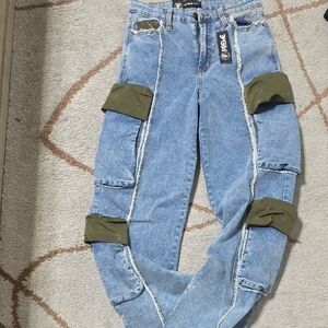 ROVE Women's Straight Leg Jeans with Olive Accents